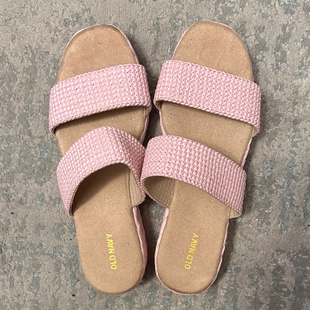 Old Navy Pale Pink Woven Double-Strap Slide Sandals